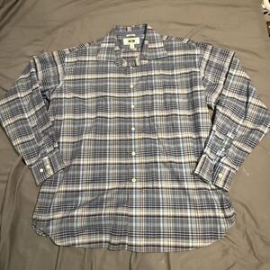 Joseph Abboud Shirt Mens XL Blue Plaid Long Sleeve Non-Iron Classic Fit Collared